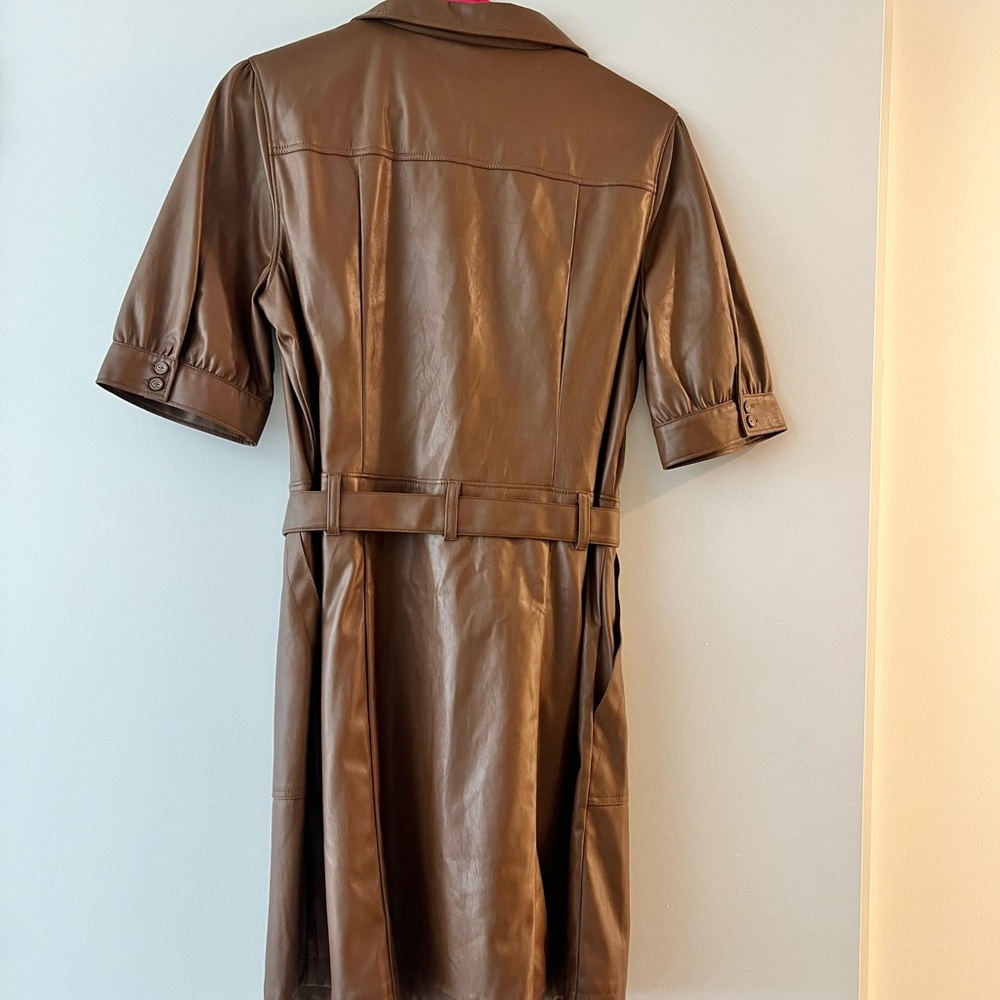 PAIGE Amina Faux Leather Brown Minidress - Picture 7 of 7